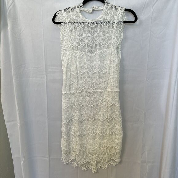 Free People Intimately White Lace Daydreamer Bodycon Open Back Mini Dress Sz M - Picture 1 of 6
